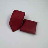 DEEP MAROON SELF PRINTED TIE & POCKET SQUARE SET